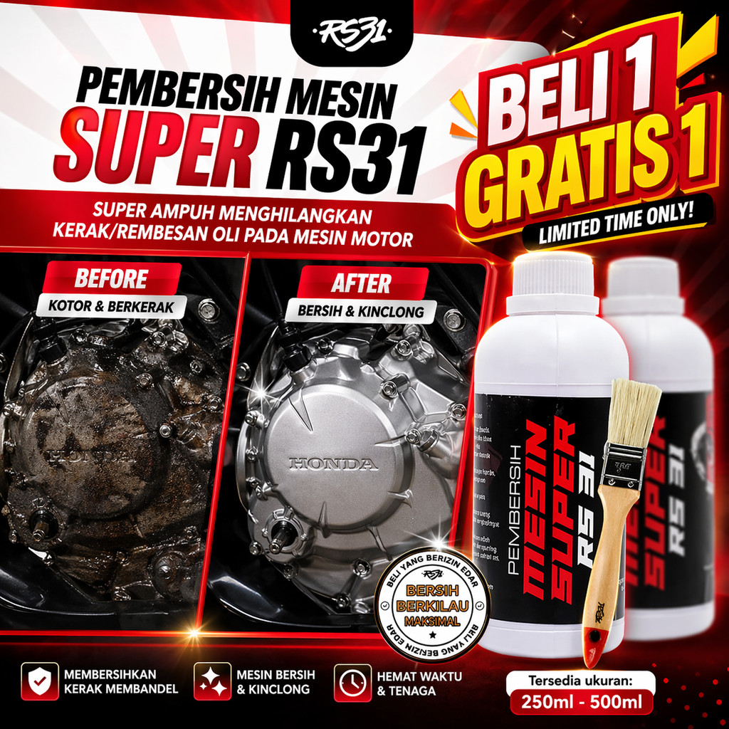 RS31 CAIRAN PEMBERSIH MESIN SUPER MOTOR MOBIL BERKERAK | Pembersih Kerak Mesin | Cairan Pembersih Ol