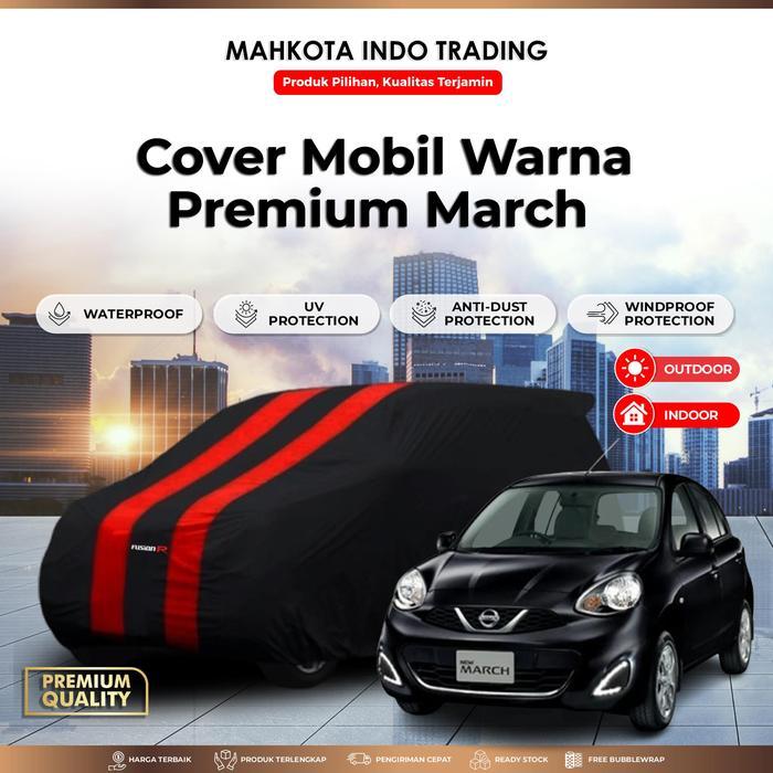 Custom Body Cover Warna / Sarung Mobil / Penutup Mobil Nissan March - MerahListHitam