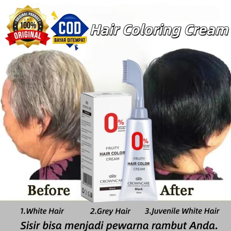 Cat Rambut Hitam Instan 0% Amonia Dengan Sisir Praktis Hitam Pekat Natural Tutup Uban Pria Wanita