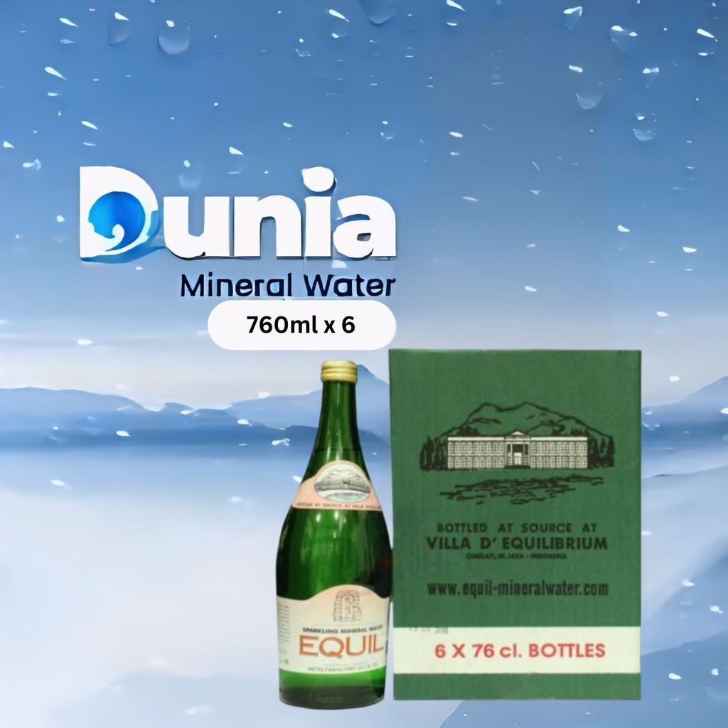 Equil Sparkling Mineral Water 760ml [ Dus isi 6 Botol Kaca ]