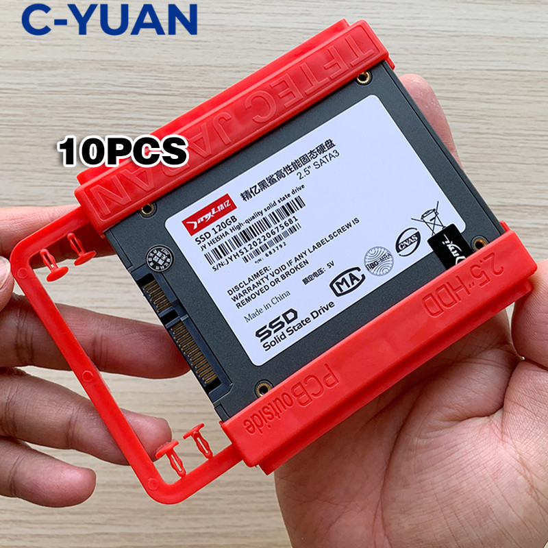 CYUAN 10PCS Bracket SSD 2.5 to 3.5 inch for PC HDD Braket Harddisk Merah SSD Bracket Plastik CYUAN