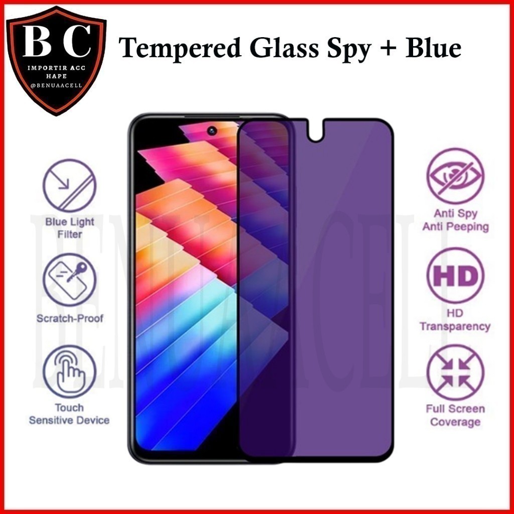 TEMPERED GLASS SPY ANTI BLUE LIGHT FOR TECNO CAMON PREMIER 20 PRO 19 PRO POVA 4 4 PRO POVA 3 NEO 3 P