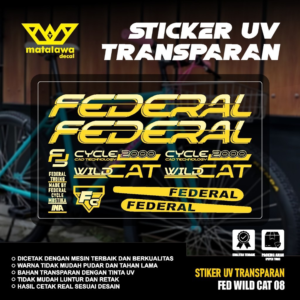 Stiker Decal FEDERAL UV TRANSPARAN WILD CAT Stiker Sepeda Kalcer SET 08