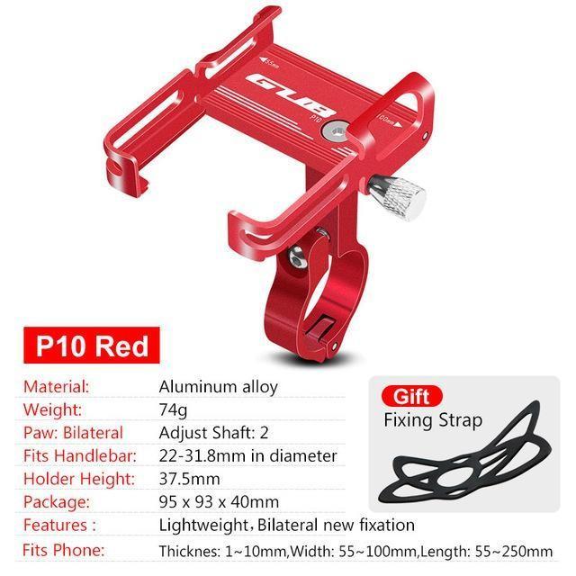Phone Holder Set Smartphone Spion Sepeda Motor GUB P10 P30 Pro 2 BASE - GUB P10 MERAH