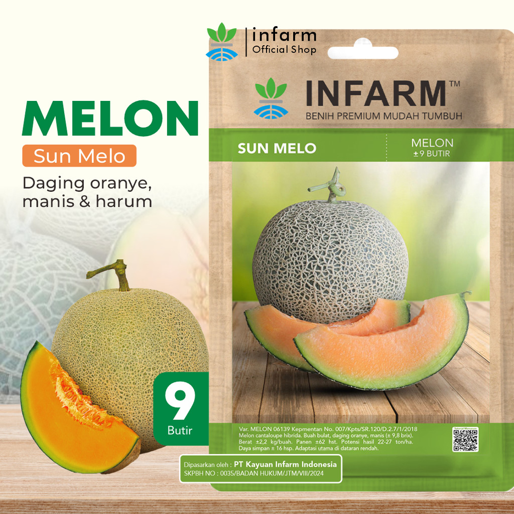 BOTANI - Benih Buah Melon Sunmelo, Bibit Buah Melon Unggul Bibit Melon Hibrida Premium Berkualitas