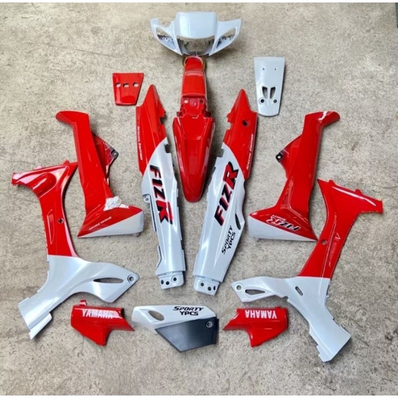 PAKET FULL SET BODY YAMAHA FIZ R MERAH PUTIH SET STRIPING FULL SET