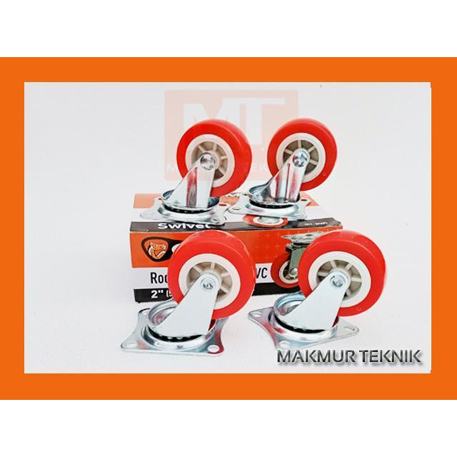 Roda Caster Roda Etalase Roda Troli 2 Inch - Roda Merah