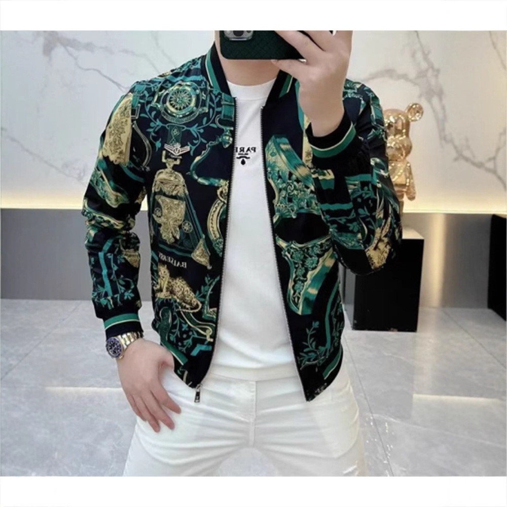 Jas pria baru, jaket slim-fit dengan kerah berdiri, atasan pria.