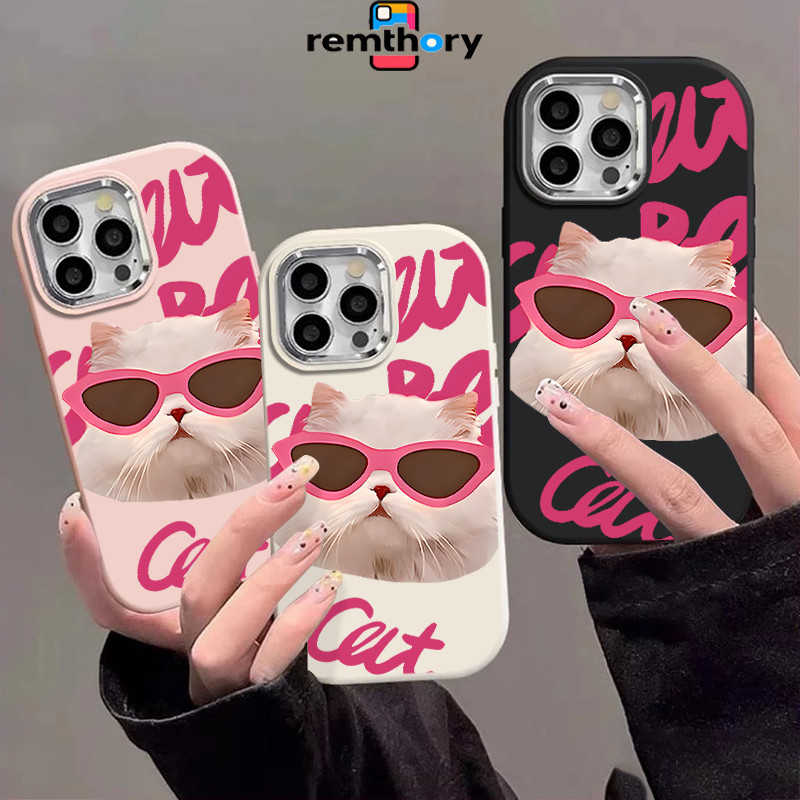 Case IPhone Kacamata kucing lucu Soft Case Lucu Chubby Case Fashion Cocok untuk IPhone 13 11 15 12 1