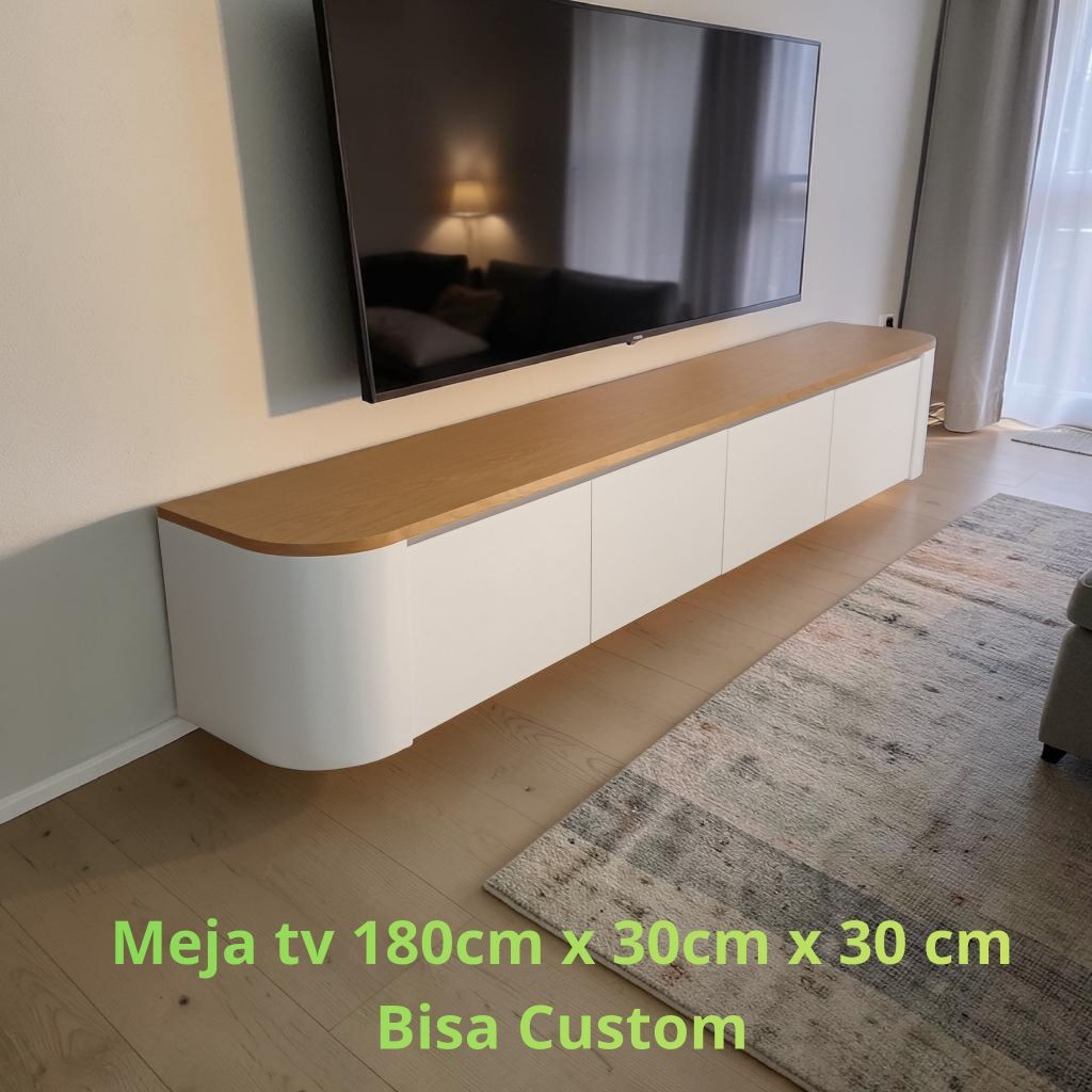 Meja tv kabinet tv Panjang 180cm gantung lengkung minimalis meja tv keluarga bahagia selalu