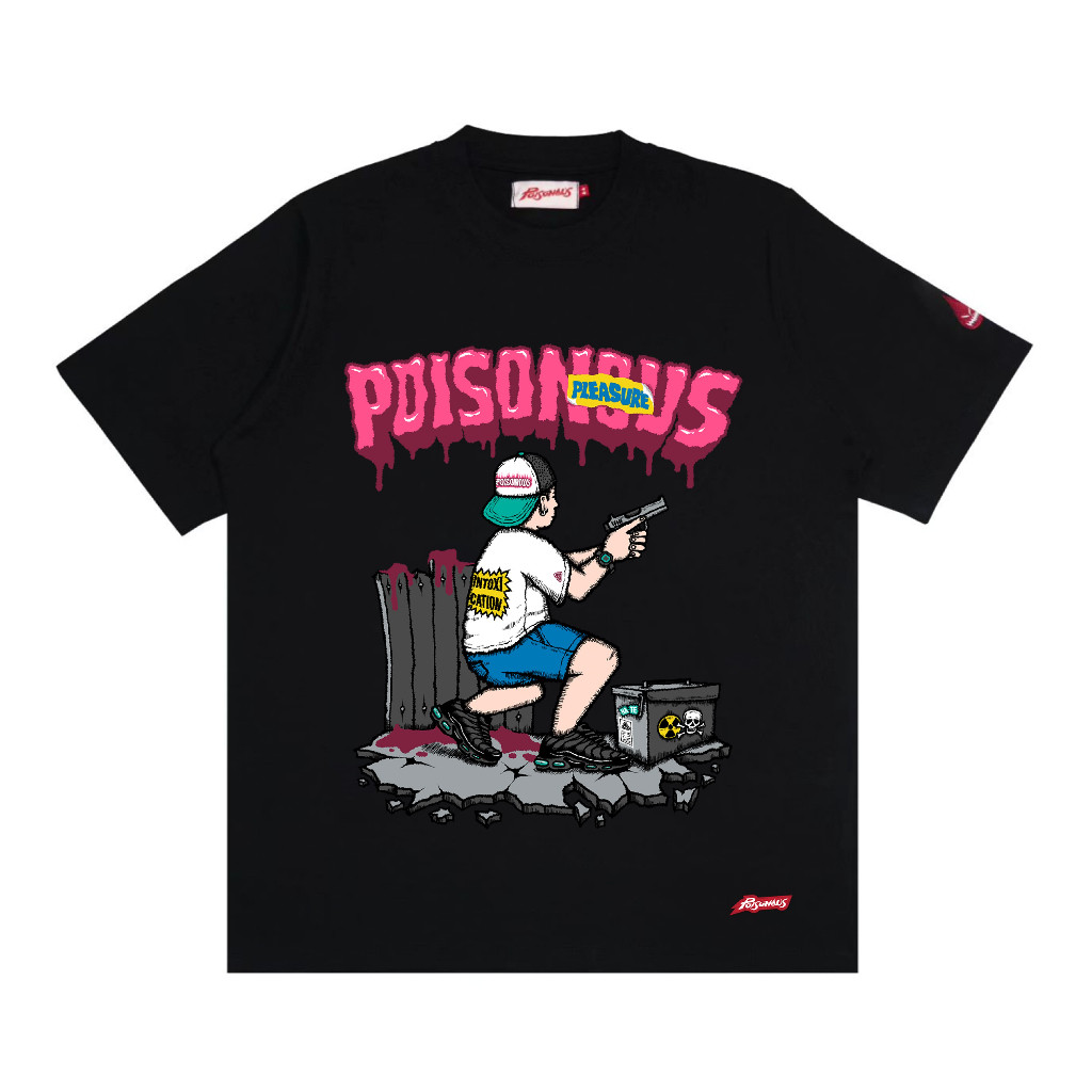 Poisonous - Police Hunting Black Oversized Hoodie T-shirt Pria Wanita