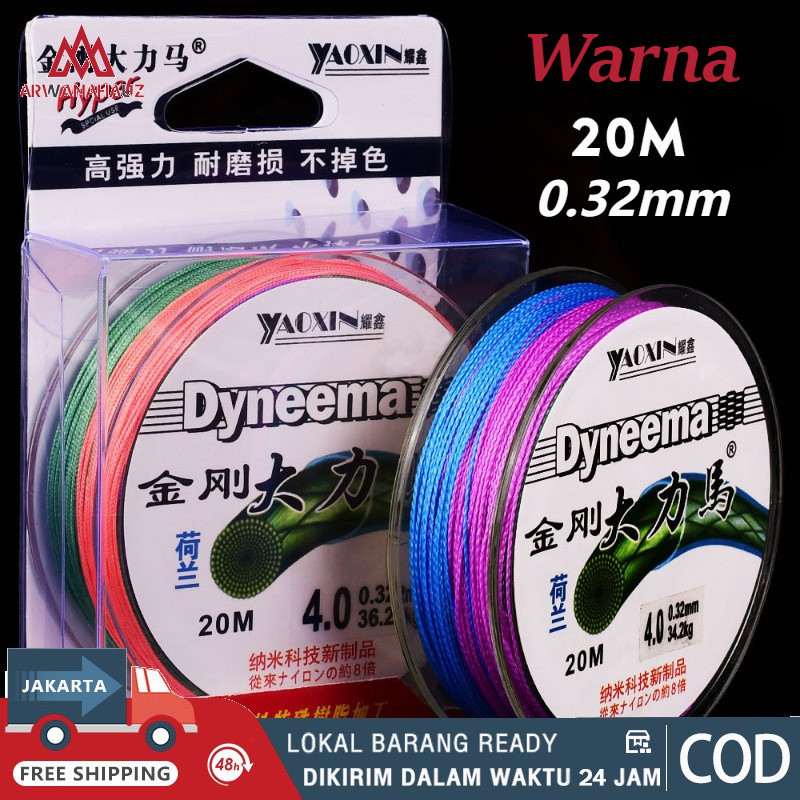 Warna Jepang Senar Pancing 4X 20m Super Kuat & Tahan Bahan PE