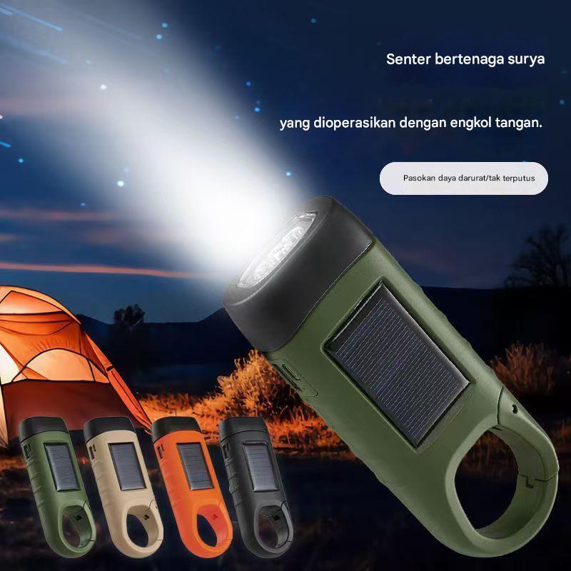 Senter Tenaga Surya Luar Ruangan Senter Putar Tangan Multi-fungsi Lampu