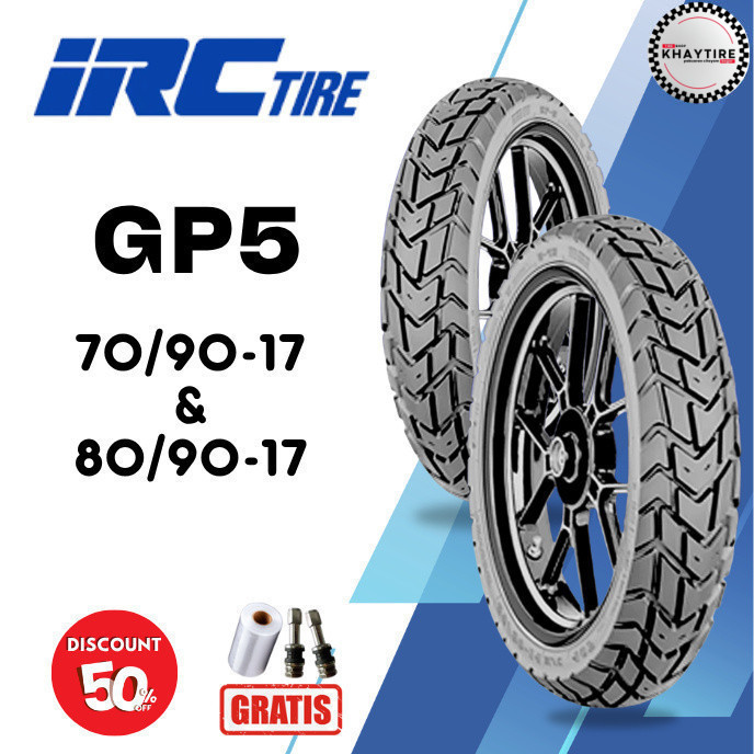 SEPASANG Ban Motor IRC GP5 70/90 & 80/90 RING 17 Tubeless