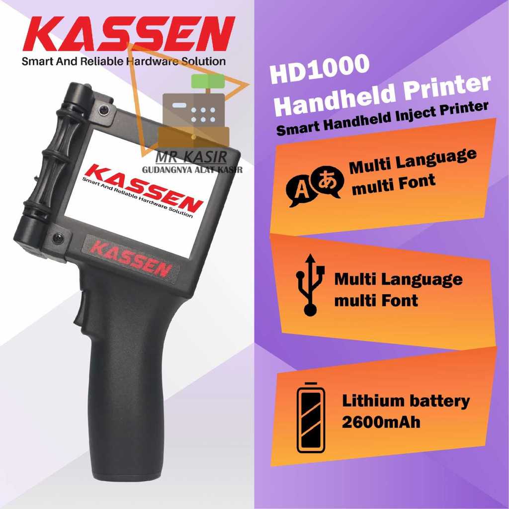 Kassen HD1000 - Smart Handheld Inkjet Portable Printer Tangan Cetak Ex