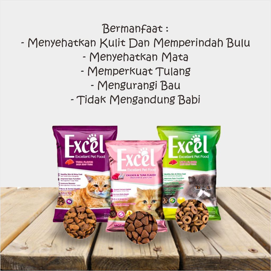 [exstra] [promo] MURAH EXCEL EXSEL 500 GRAM PAKAN MAKANAN KUCING CAT FOOD DONAT IKAN SEGITIGA AYAM C