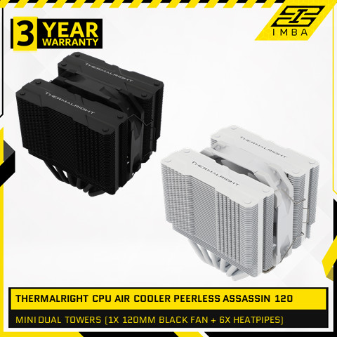 THERMALRIGHT CPU AIR COOLER PEERLESS ASSASSIN 120 MINI DUAL TOWERS (1X 120MM BLACK FAN + 6X HEATPIPE