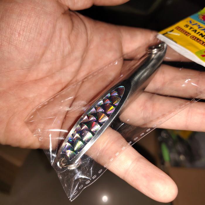 umpan spoon hologram silver stainless spoon tempe spoon pancing 304 - spoon tempe 304, 70gr