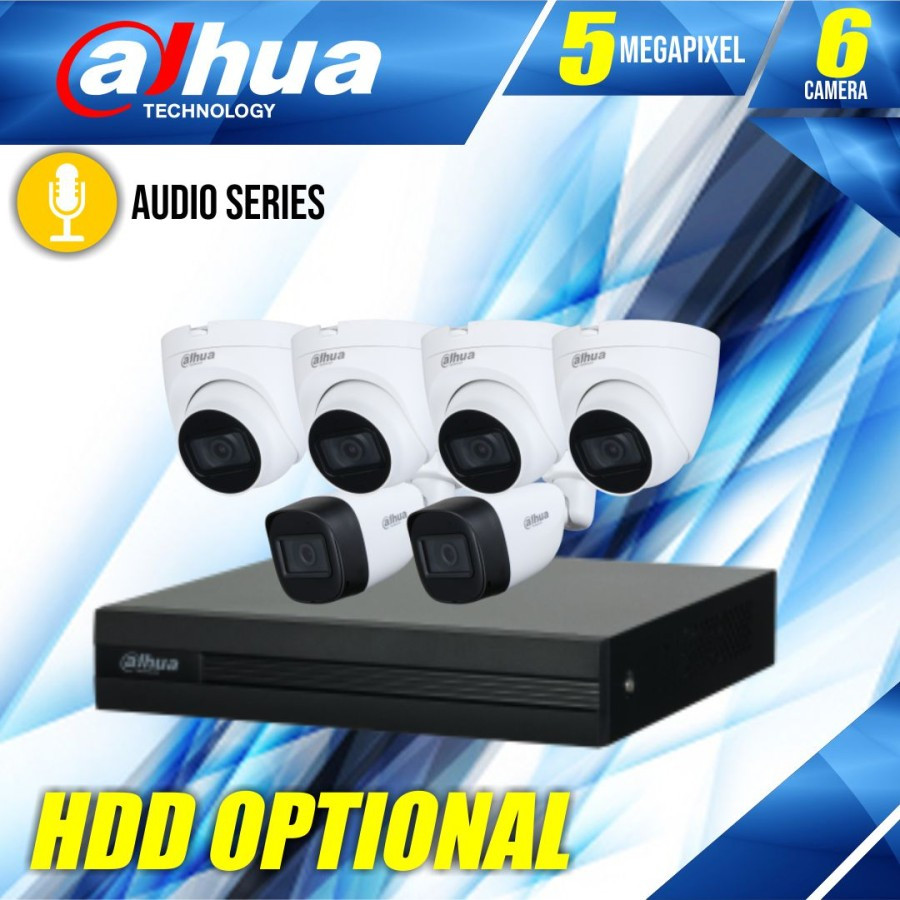 PAKET CCTV DAHUA 6CH AUDIO 5MP / CCTV DAHUA AUDIO 6 CAMERA - 5MP