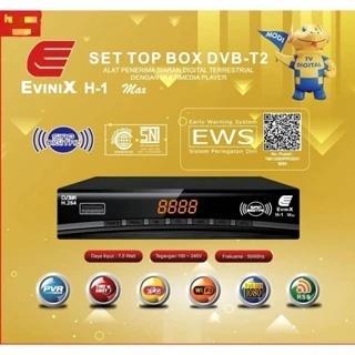 EVINIX - Set Top Box DVB-T2 EviniX H1 NEW 2025 Dengan Adaptor Casing Besi Kabel - EVINIX H1 MAX KUNI