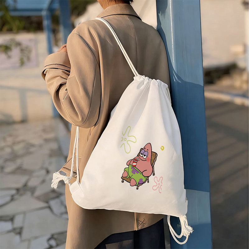Crayon Shinchan Print Drawstring Bag - Casual Canvas Sling Bag for School, Sports & Travel