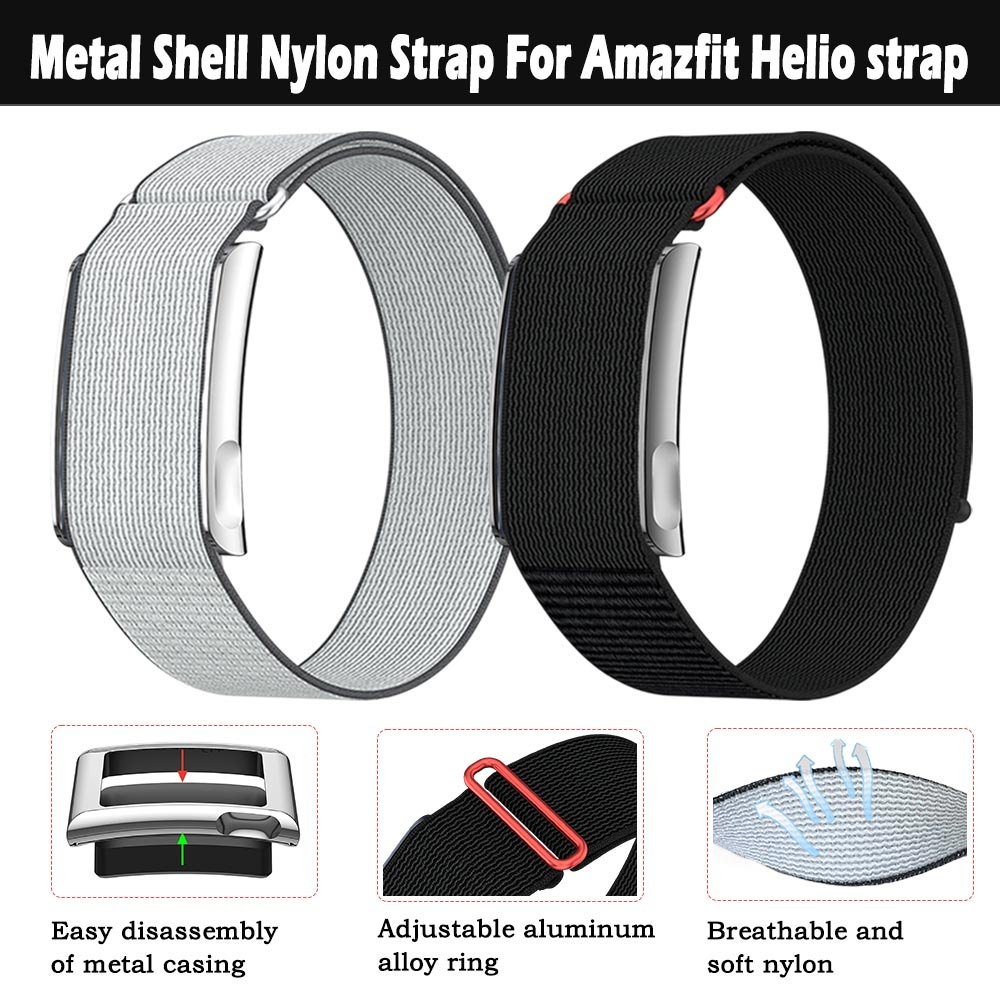 For Amazfit Helio Strap Biceps Nylon Band Metal Case Replacement Armband/wristband for Amazfit Helio