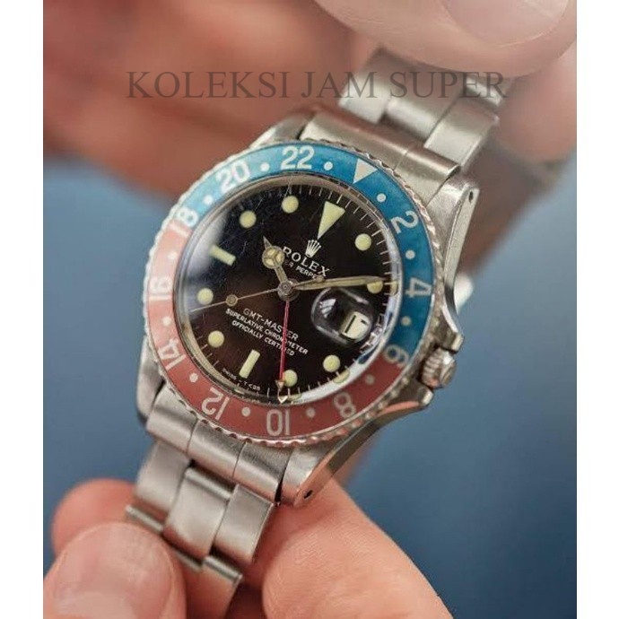 JAM TANGAN PRIA  GMT VINTAGE AUTOMATIC SWISS CLONE DIAMETER 3,8CM K-J SUPER