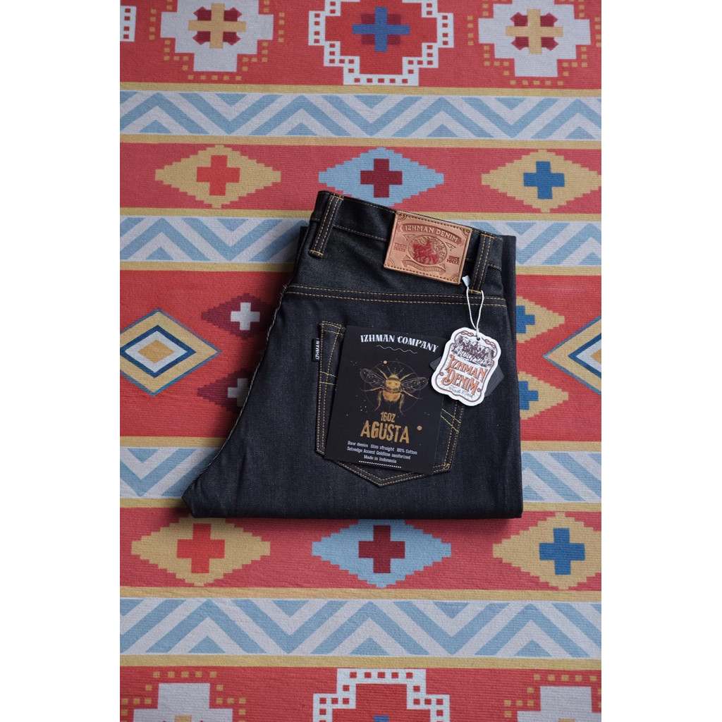 ( BIG SALE ) Izhman Denim - Agusta 16oz Celana Denim Selvadge Accent - Deep indigo - Free refresher