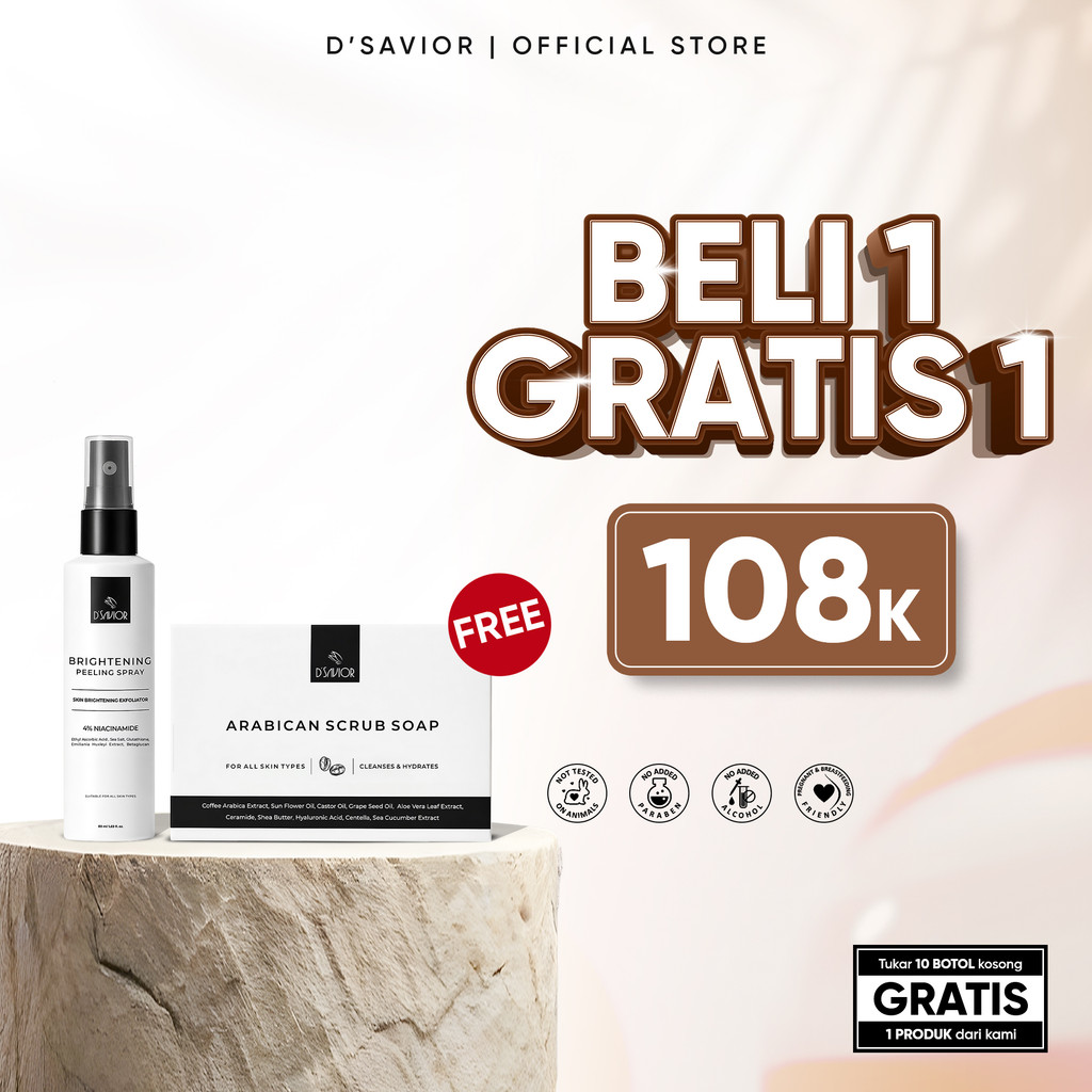 BUY 1 GET 2 | D'SAVIOR Peeling Spray Glutha Collagen 50ml GET Arabican Scrub Soap 1PCS