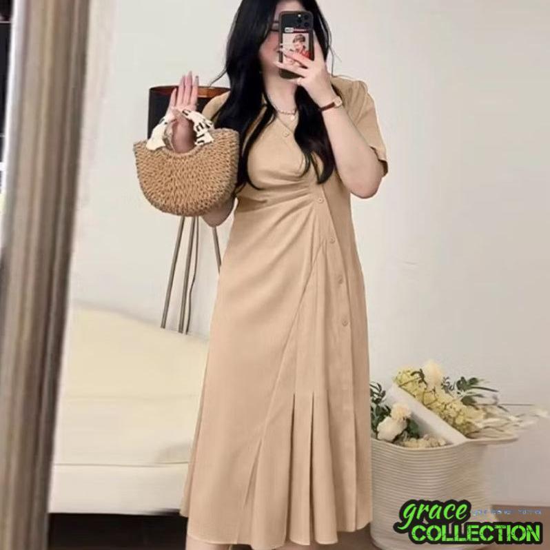 GRAC3COLL FASHION BIG SIZE RI2628 - DRESS POLOS BIG SIZE HANSA XXL - PAKAIAN WANITA JUMBO - BAJU BIG