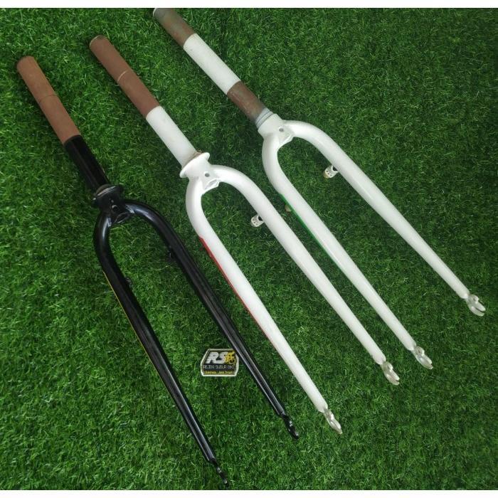 Ready fork rigid besi sepeda 700c roadbike fixie hybrid appalanchia - putih ListHijau - Hitam