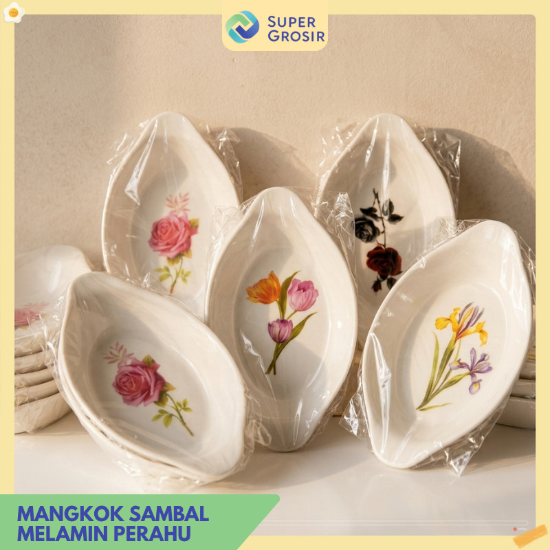 [TERMURAH] Souvenir Mangkok Sambal Bentuk Perahu Estetik – Wadah Saos & Piring Sambal Kecil Warna Pa