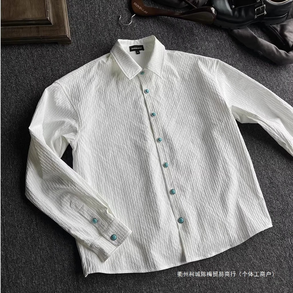 Kemeja lengan panjang, kemeja pria, jaket putih