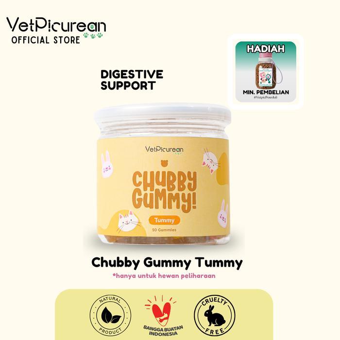 Vetpicurean Chubby Gummy Tummy | Vitamin Anjing Kucing untuk Diare - SuperFood Pencernaan - CG -  Tu