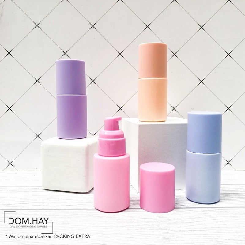 30ml Botol Pump Kaca Pastel Face Serum Bottle Packaging Skin Care Kosmetik Isi Ulang SKPIP