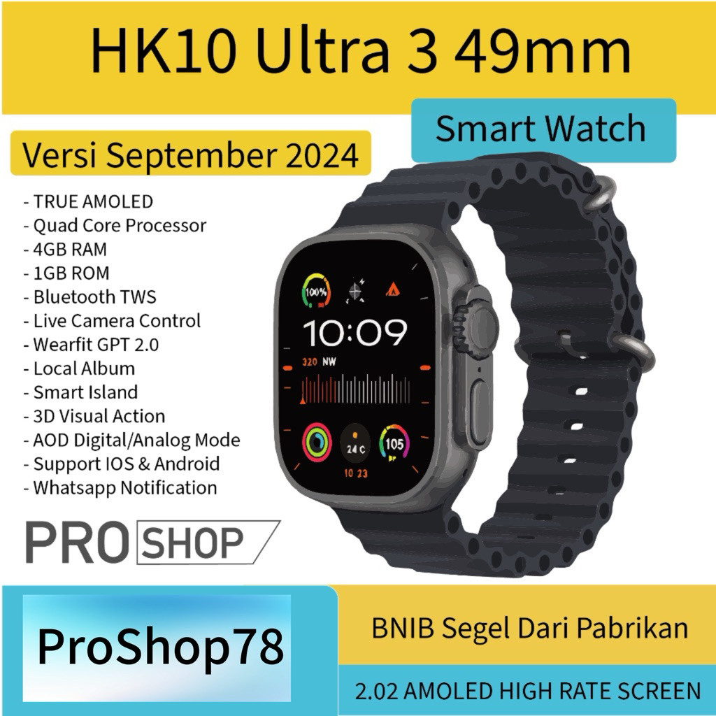 HK10 Ultra 3 Smartwatch Layar 2.02 Inch Bluetooth Call Sport Mode