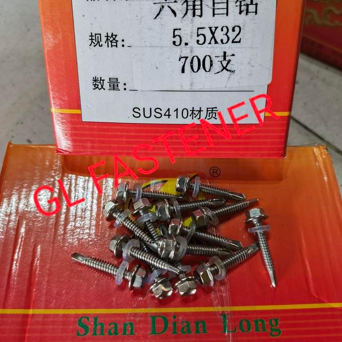Skrup Roofing SS410 12 x 32 mm Stainless Steel 410 SS 410