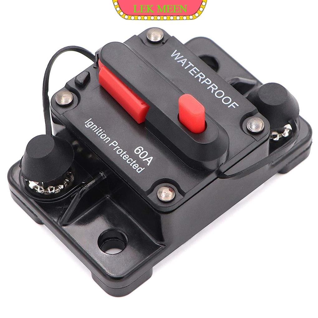 lekmeen- 50/60/100A Circuit Breaker Fuse Reset Waterproof Circuit Breaker 12V-24V Audio Mobil