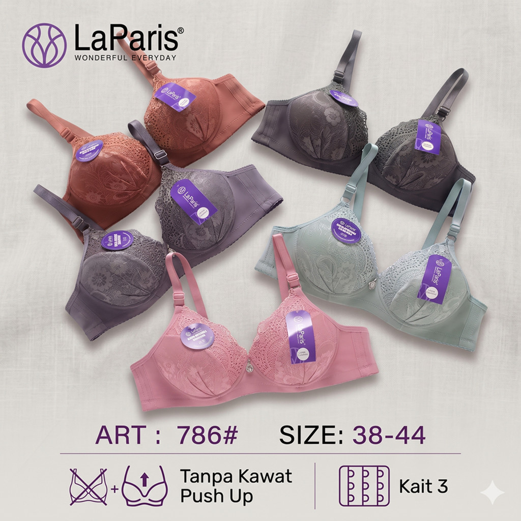 BRA BH Tanpa Kawat Fashion New Arrival Busa Renda Bunga Lembut Kait 3 38 - 44 by La Paris Underwear 