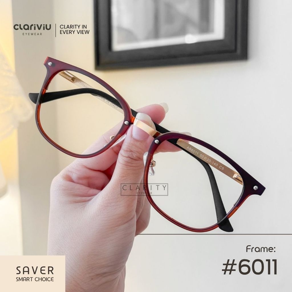 CLARIVIU #6011 Frame Kacamata Pria/Wanita Fashion Bluechromic.Photochromic