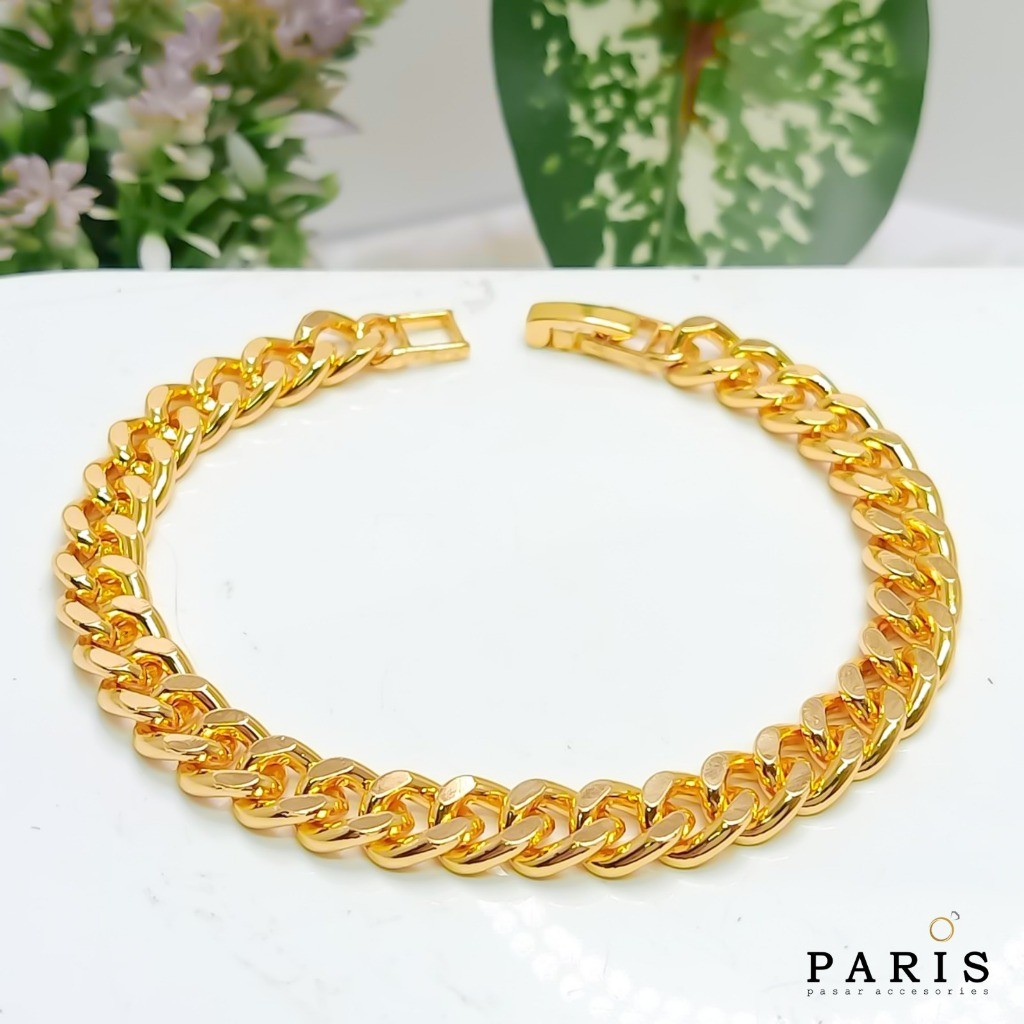 Latisya Jewelry BISA COD Gelang  Titanium Rantai Medan Perhiasan Wanita Lapis Emas TERLARIS
