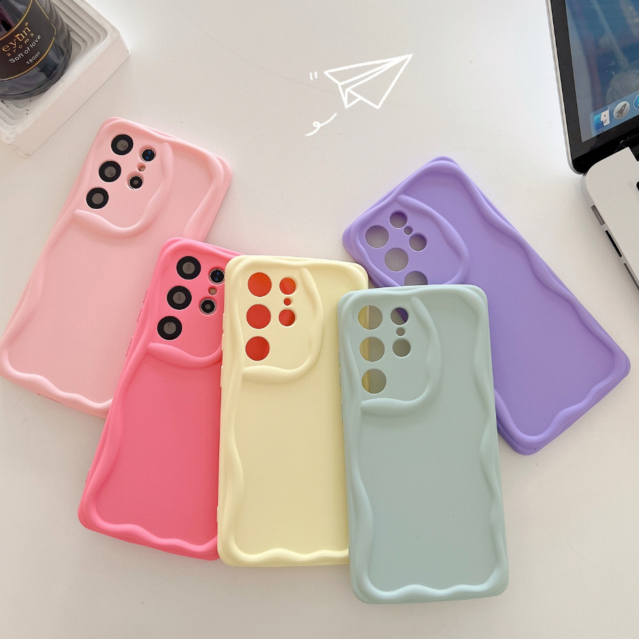 Gelombang Cute Case Samsung S21 S22 S23 Ultra Plus Kasus Telepon Perlindungan Shockproof Casetify