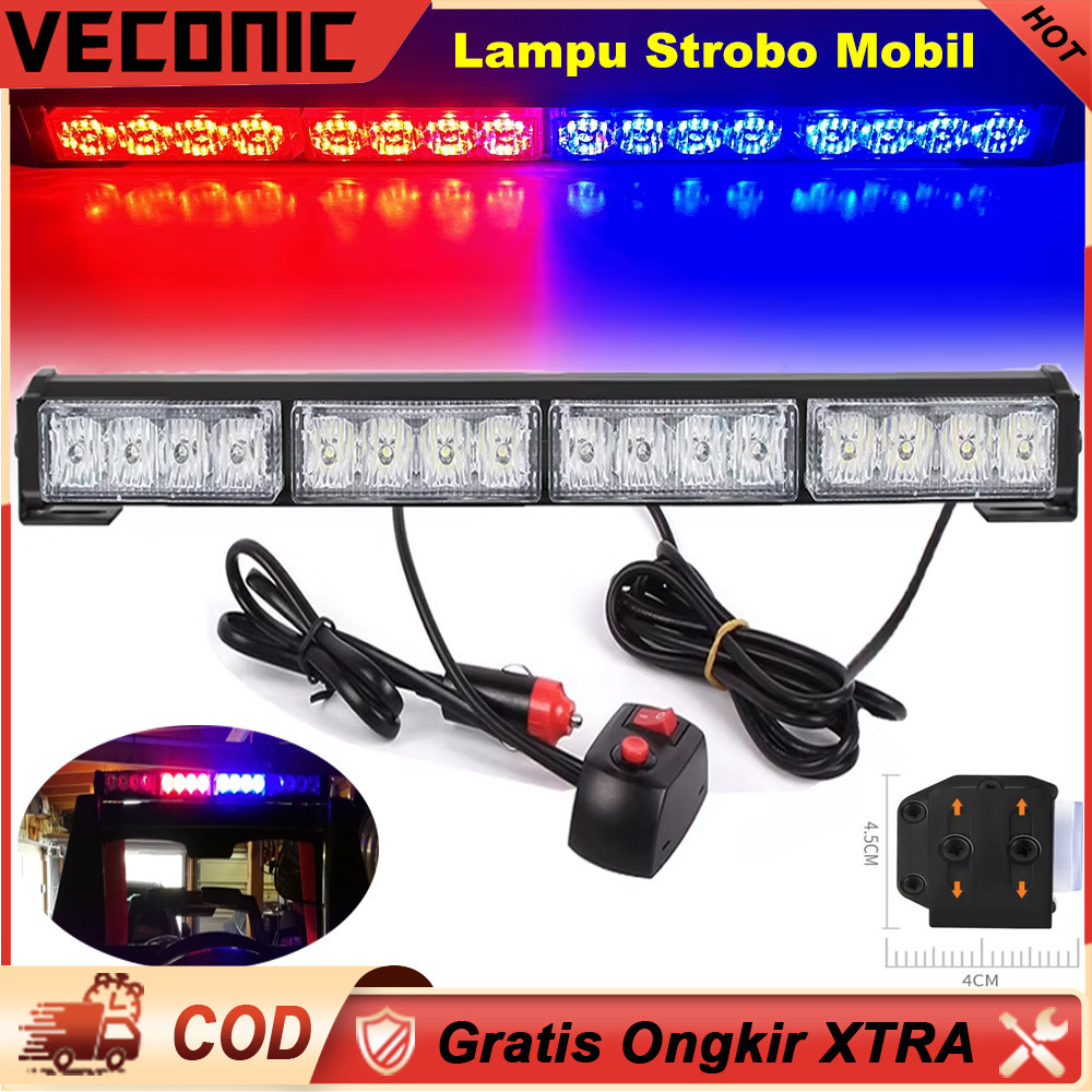 Lampu Strobo Darurat 16 LED Bar Lampu Sinyal Keamanan untuk Mobil Van dan Truk Lampu Polisi & Petuga