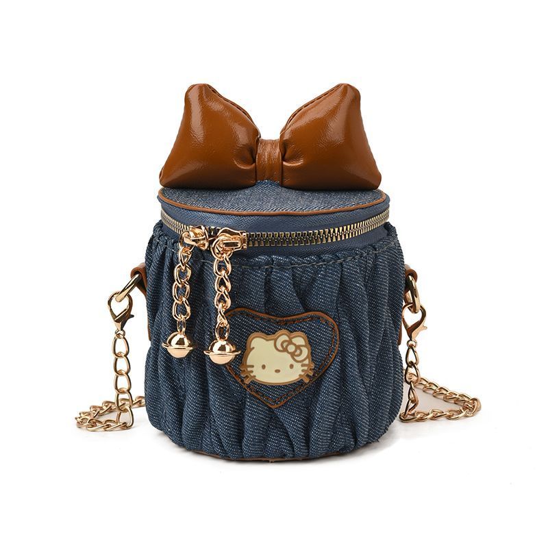 Tas anak perempuan, tas selempang, tas ember anak dengan pita, dompet putri kecil