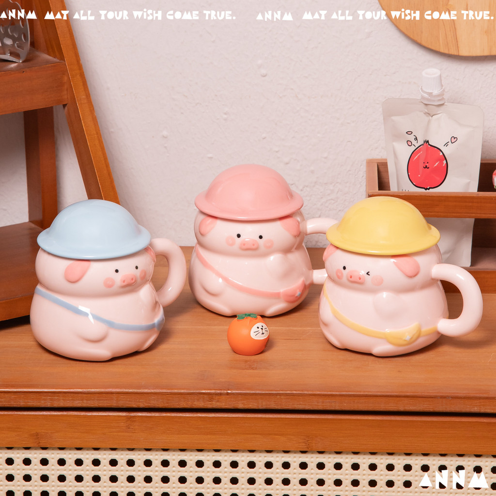Gelas Cangkir Lucu Karakter Piggy PInk Mug Kopi Teh Keramik Hadiah Kawaii Animal Mug