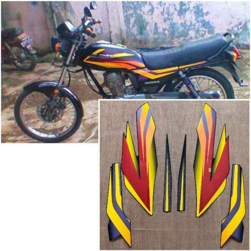 Striping Original Honda GL Max hitam Lis merah kuning tahun 2003