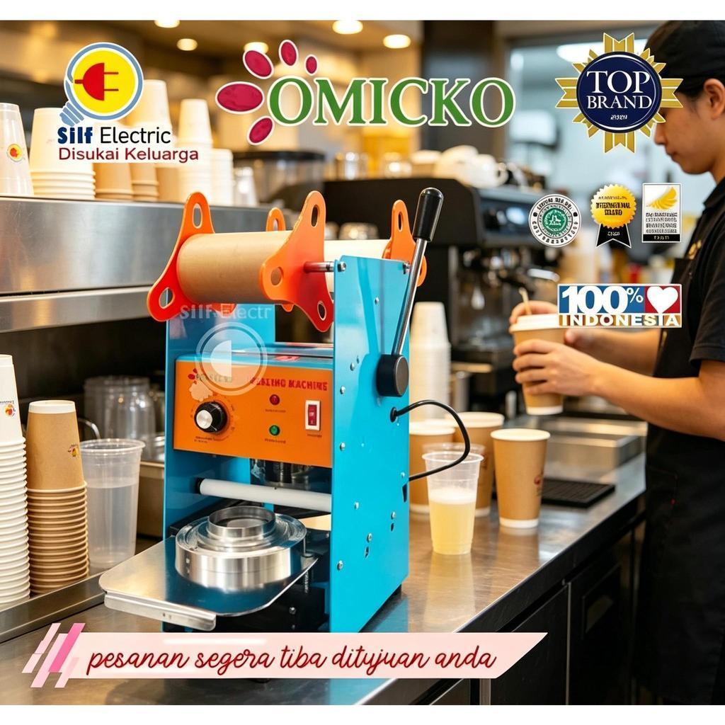 OMICKO C35 Mesin Cup Sealer Manual Alat Pres Gelas Plastik Minuman, Pilih Variasi Paket Harga Murah