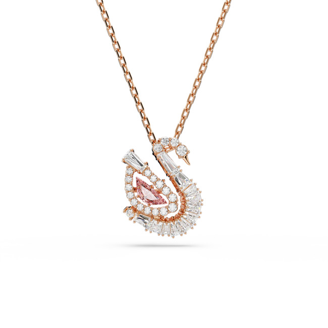 Swarovski - Swan pendant, Mixed cuts, Swan, Pink