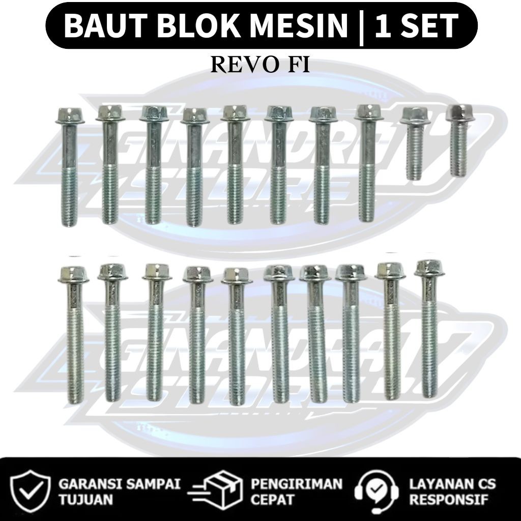 Baut Blok Mesin 1 SET Honda Revo FI / Baut Blok Mesin 1SET Motor Revo fi