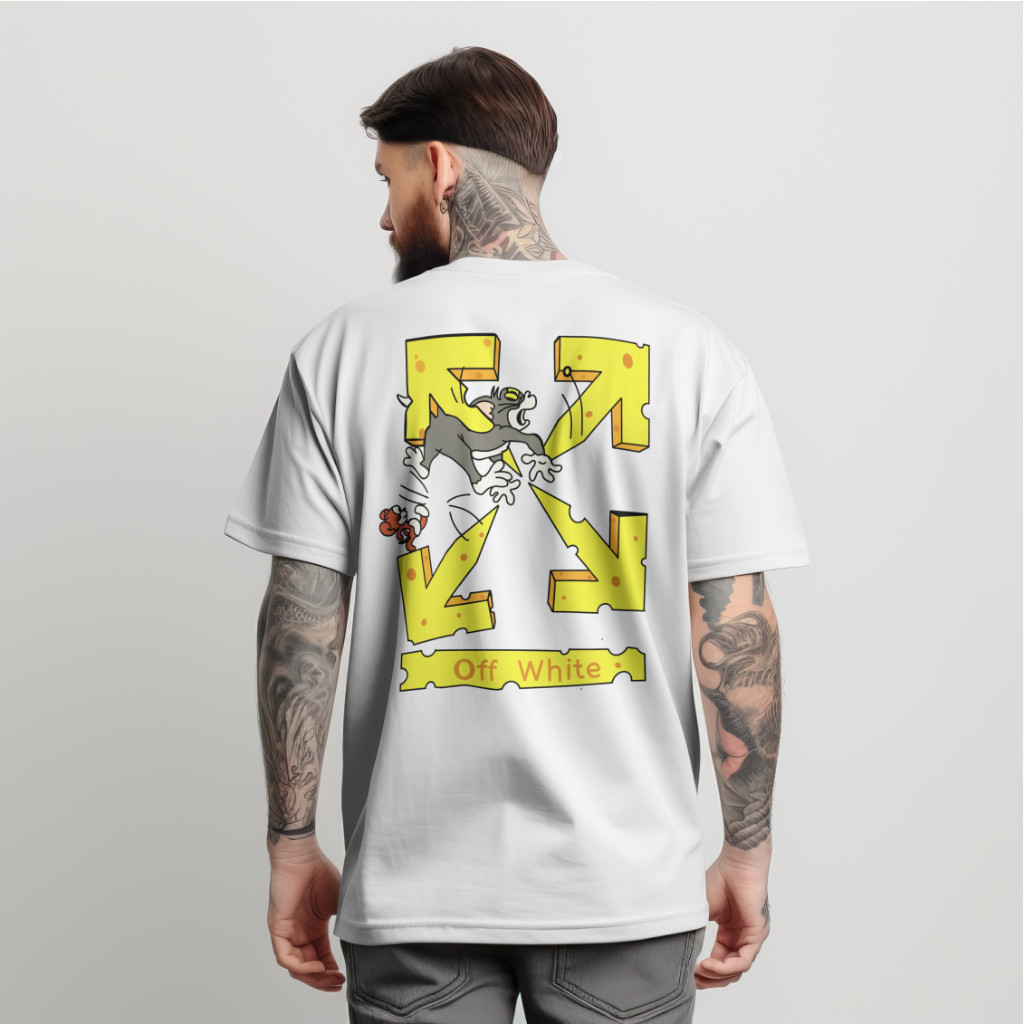 Kaos Pria  distro Unisex Pria Wanita OFF WHITE TOM & JERRY || 100% COTTON COMBED 24s PREMIUM